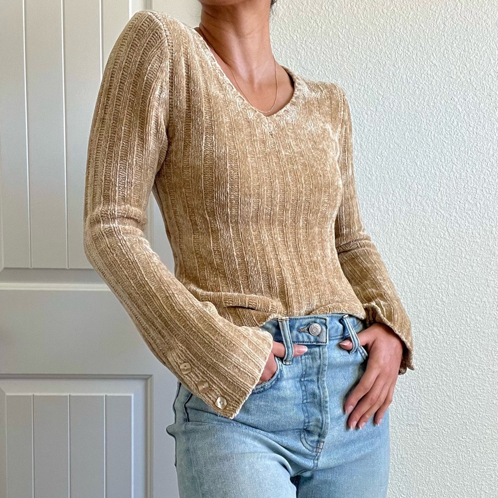 Canyon River Blues - Tan Knit Wide Sleeve Sweater